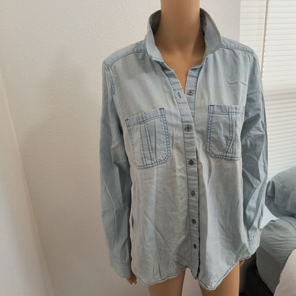 Express Chambray Long Sleeve Button Up Shirt